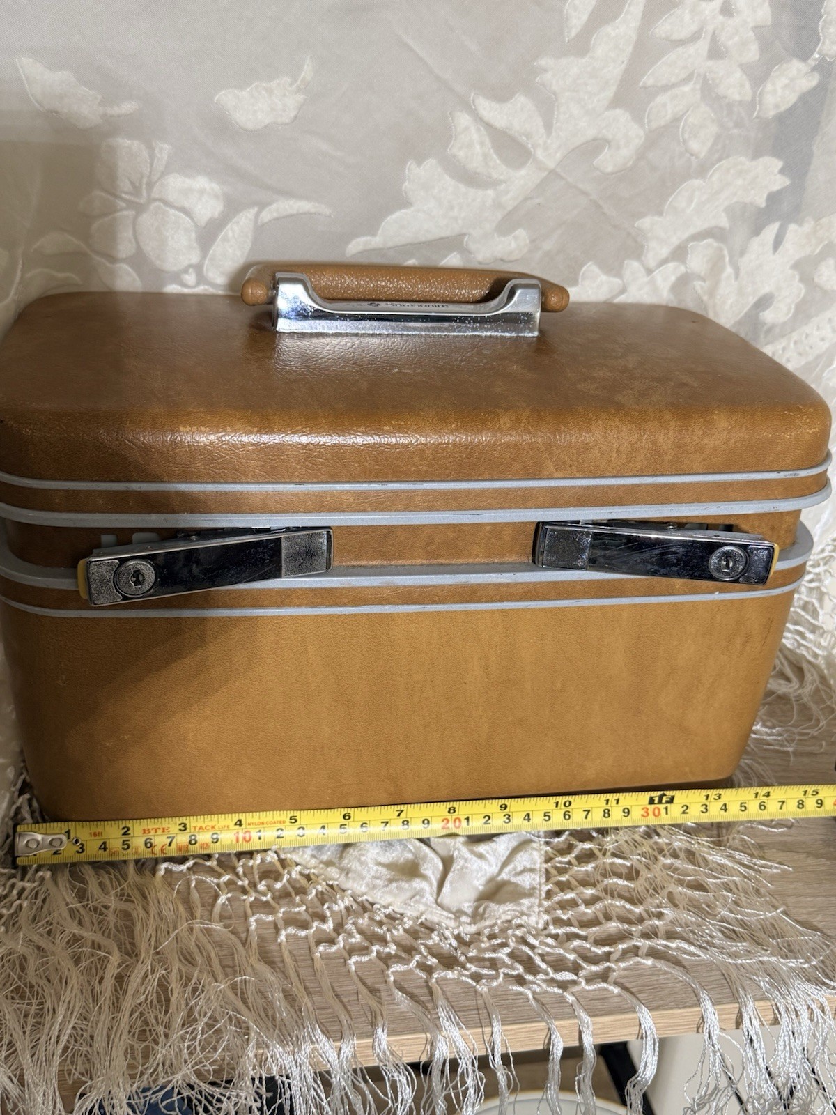 Samsonite Profile Vintage Brown Hard Shell Vanity Case Mirror Extra Compartments