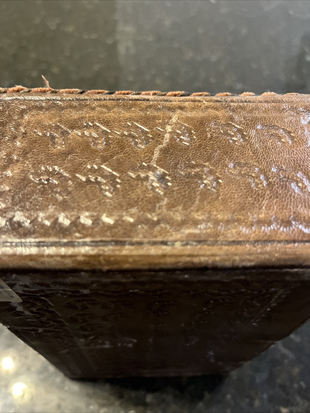 Artmex Vintage Brown Leather Aztec Jewelry Box with snap 8″ long x 5″ wide x 3″