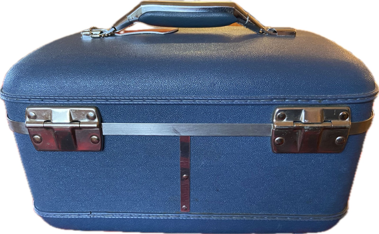 Vintage American Tourister Tiara Blue Makeup Luggage Toiletry Case w/Tray