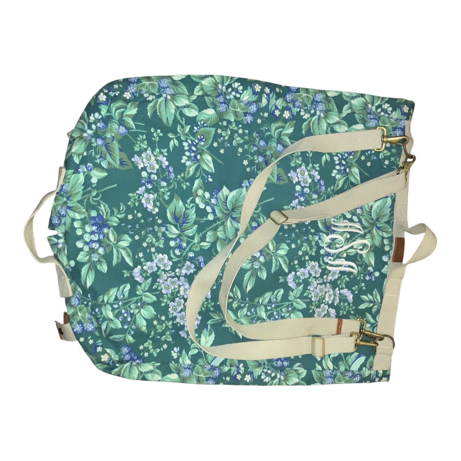 Vintage Laura Ashley Green Floral Bramble Berry Travel Storage Garment Bag