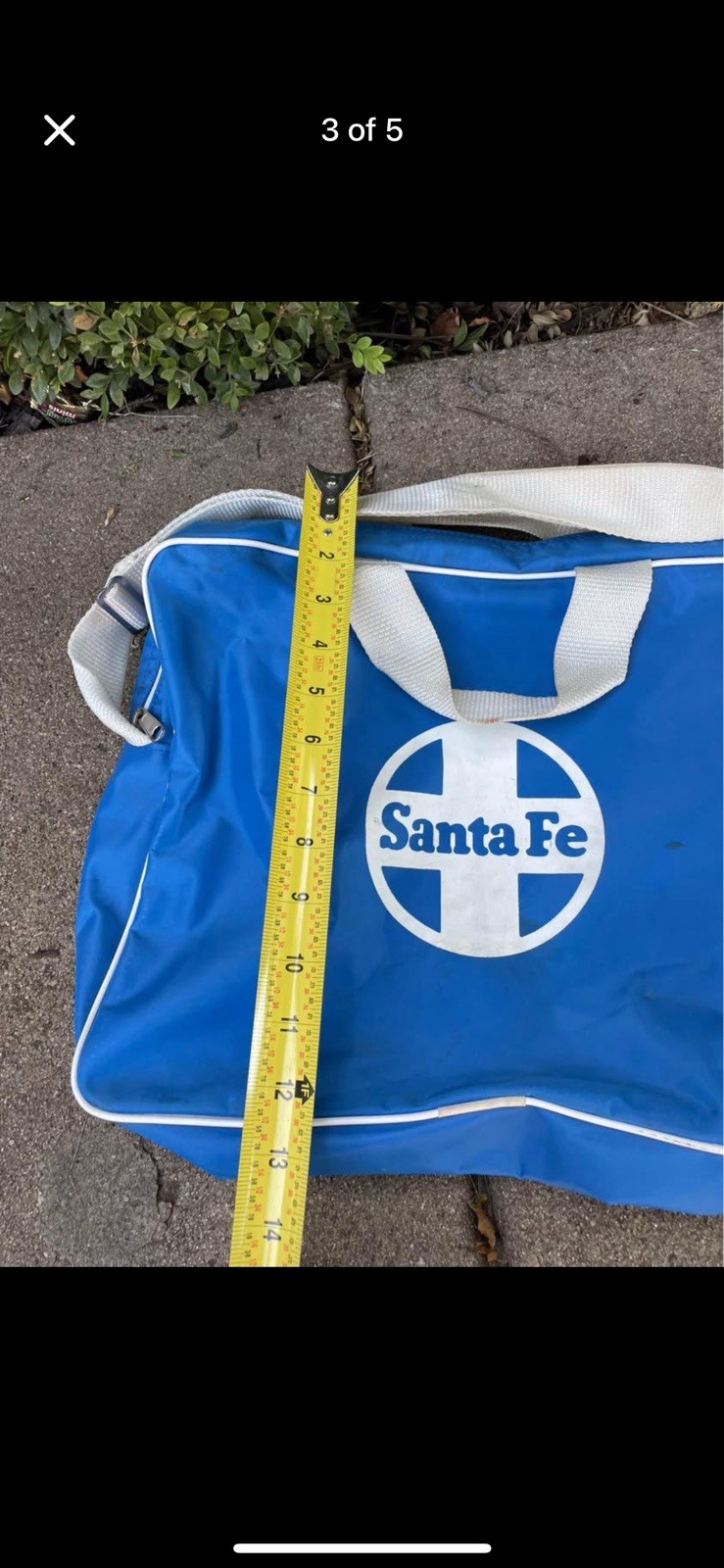 Vintage Santa Fe Carry Bag Duffle Blue and White Railroad NL