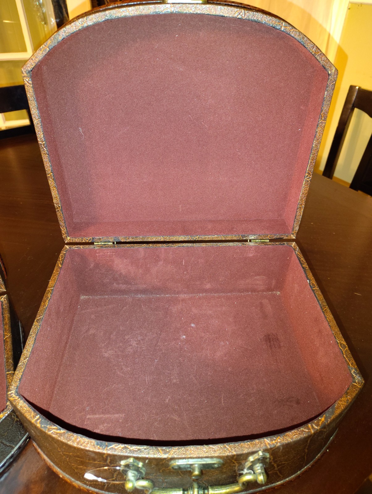 Vintage Leather Vanity Travel Case Patchwork Style lot Of 2