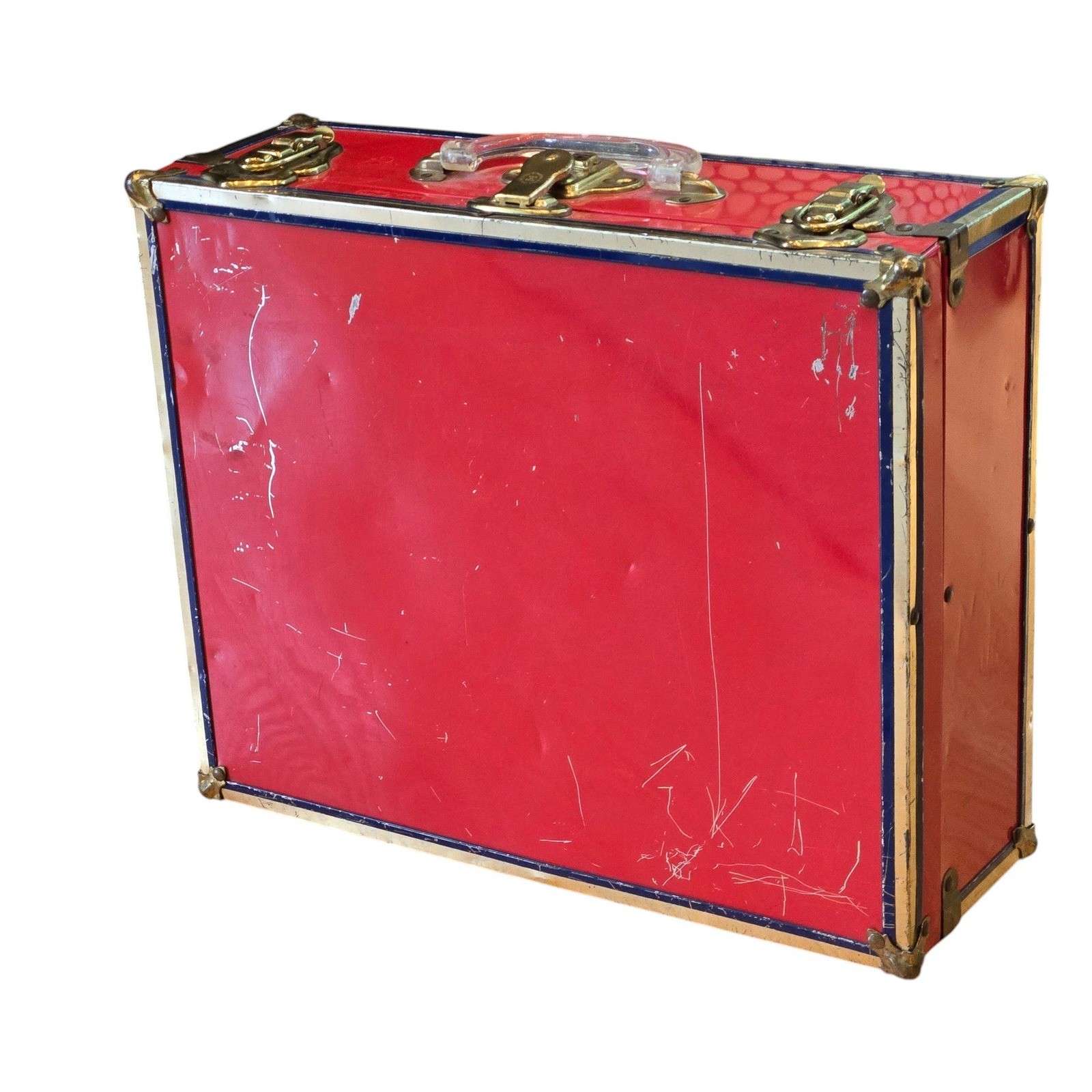 Vintage Roller Skate carrying Case Red Star Hard Shell Trunk Eagle Lock Co + key
