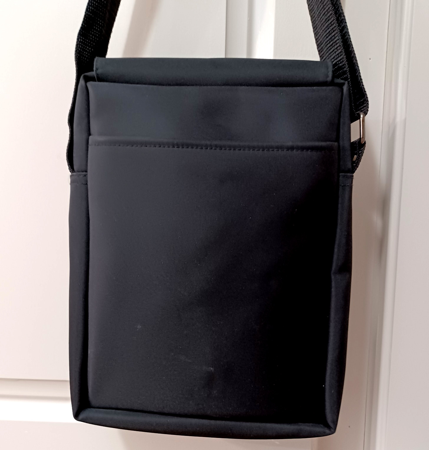 Vintage Samsonite Black Crossbody Bag Travel Wallet Compact, Flap-over 3 Zippers