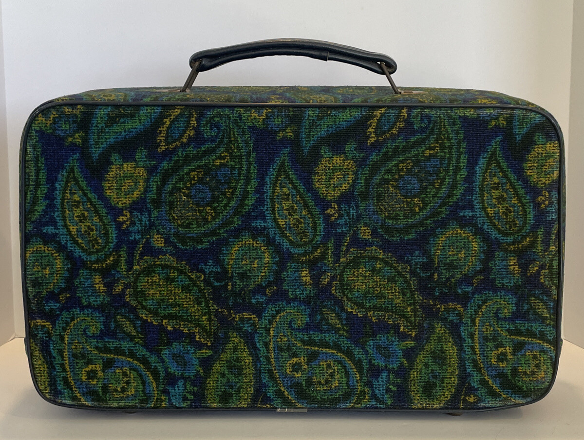 Savoy Suitcase Paisley Blue & Green Vintage