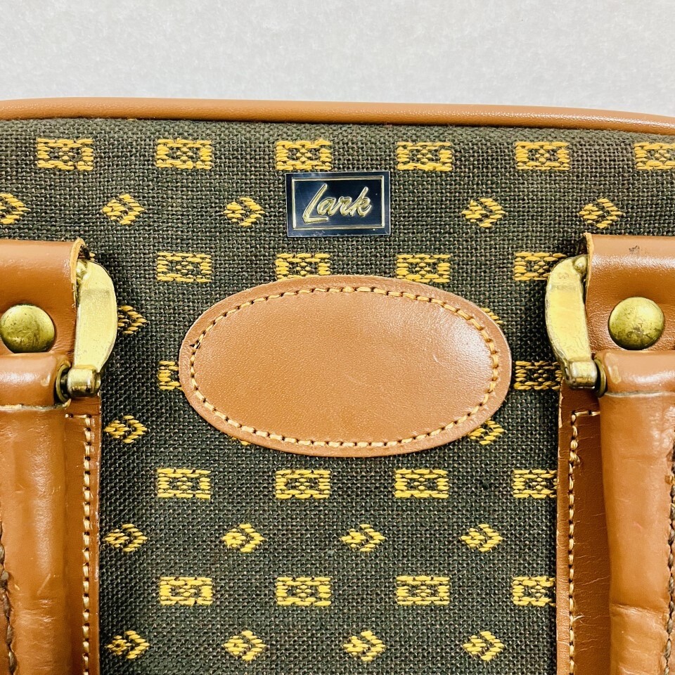 Vintage Lark Tapestry Travel Carry-on Luggage Bag With Key Leather Trim