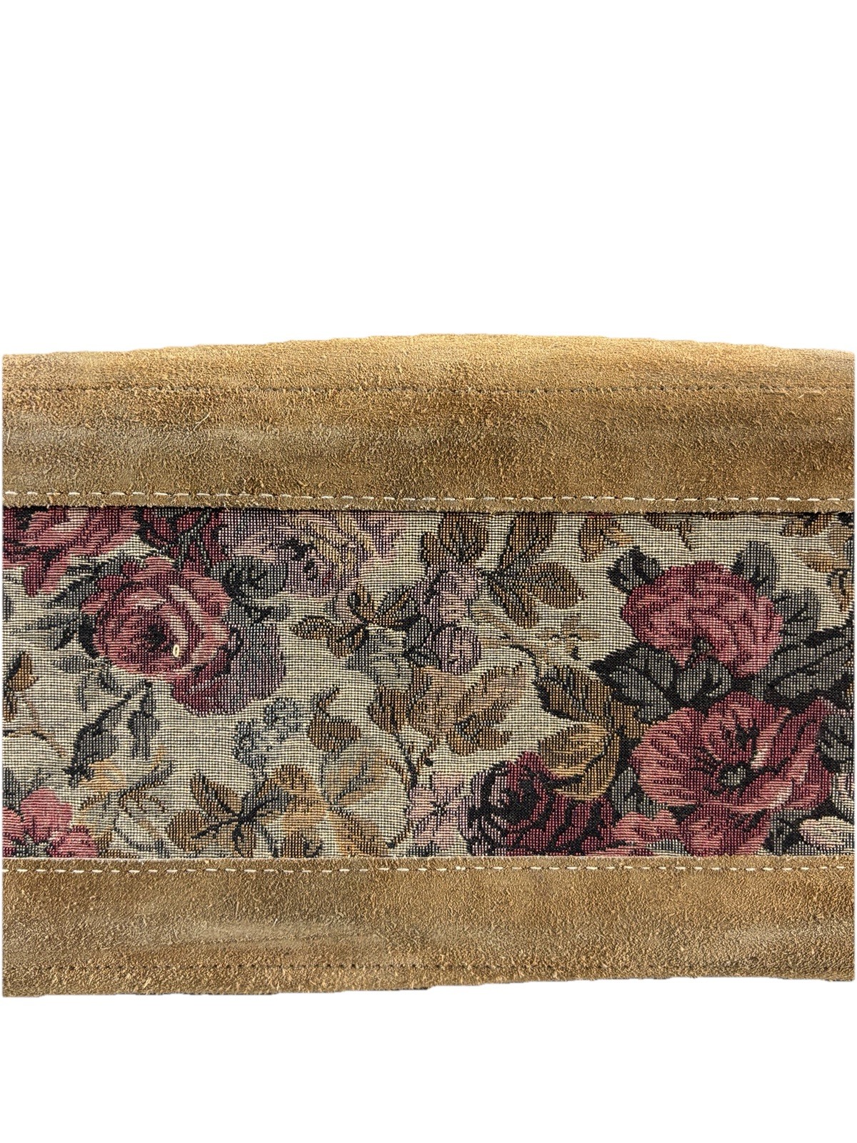 Vintage French Luggage Company Floral Travel Overnight Bag Tapestry Suede