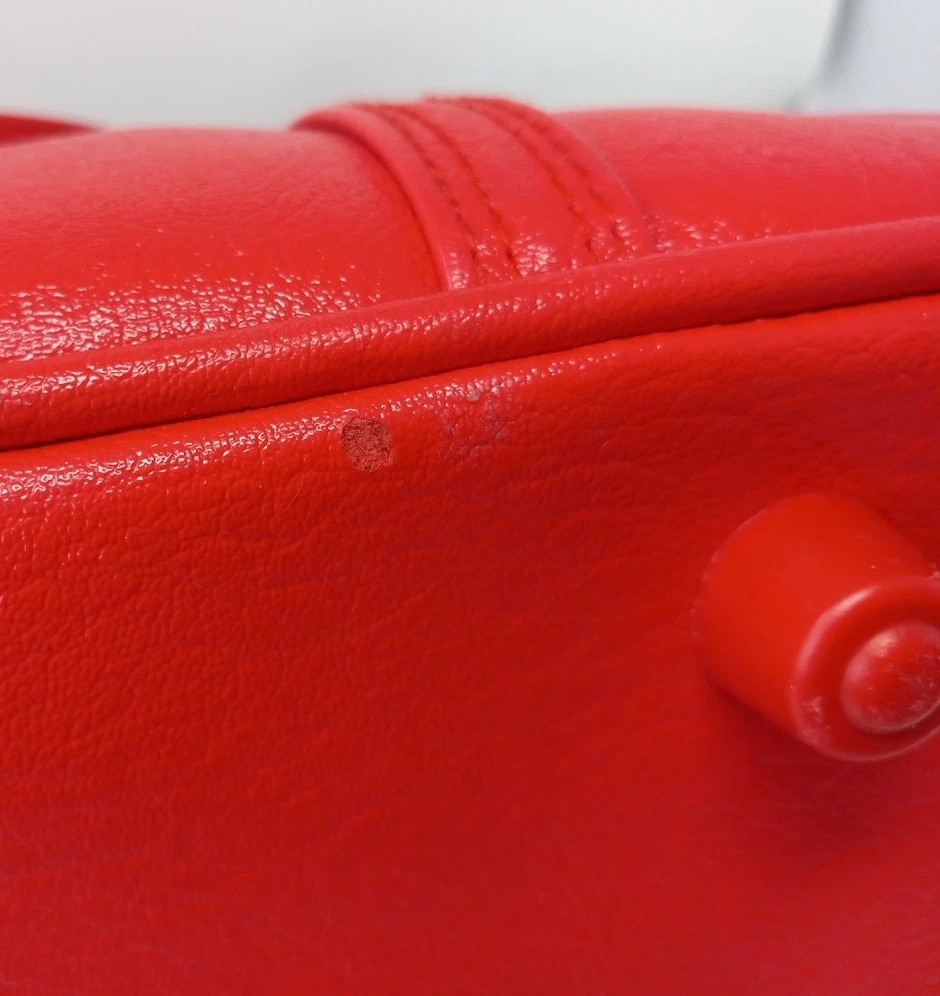 Retro Vtg 70s Bag Travel Tote Overnight Carry On A. Earhart Red Vinyl Pocket