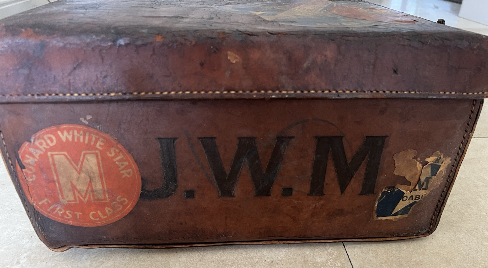 Moritz Madler Leather Travel Case, Germany 1930’s White Star Cunard Tags