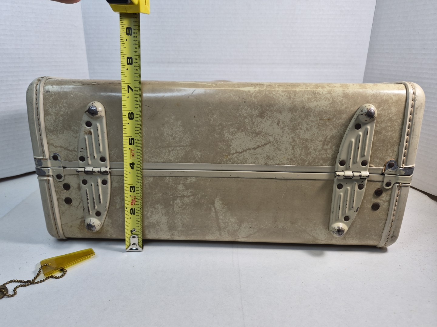 VTG 1950s Samsonite Shwayder Marble Cream Vanity Hardcase Luggage W/ Mirror Key