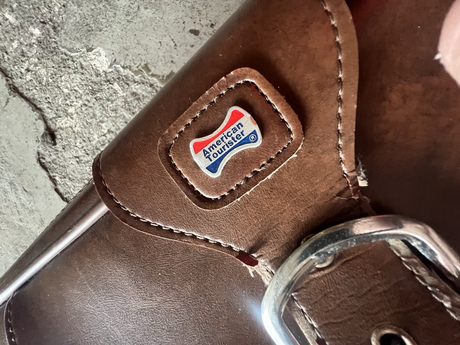 American Tourister Vintage Leather Suitcase Brown 4 Pieces Luggage Set Travel
