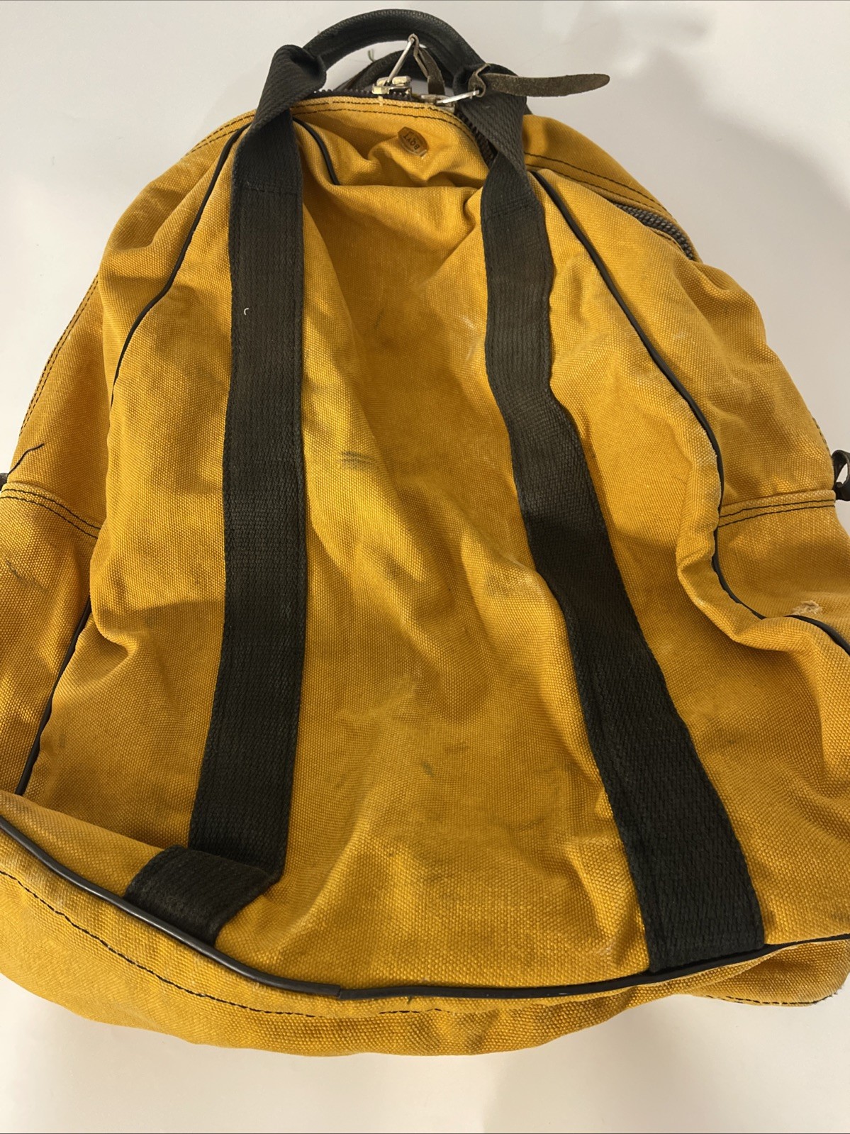 Vintage distressed gold yellow Boyt Iowa zip Canvas bag Trashed