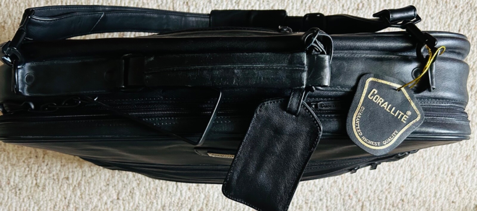 VTG CORALLITE FULL-GRAIN LEATHER ITALY HANDMADE GARMENT BAG LUXURY TRAVEL CASE