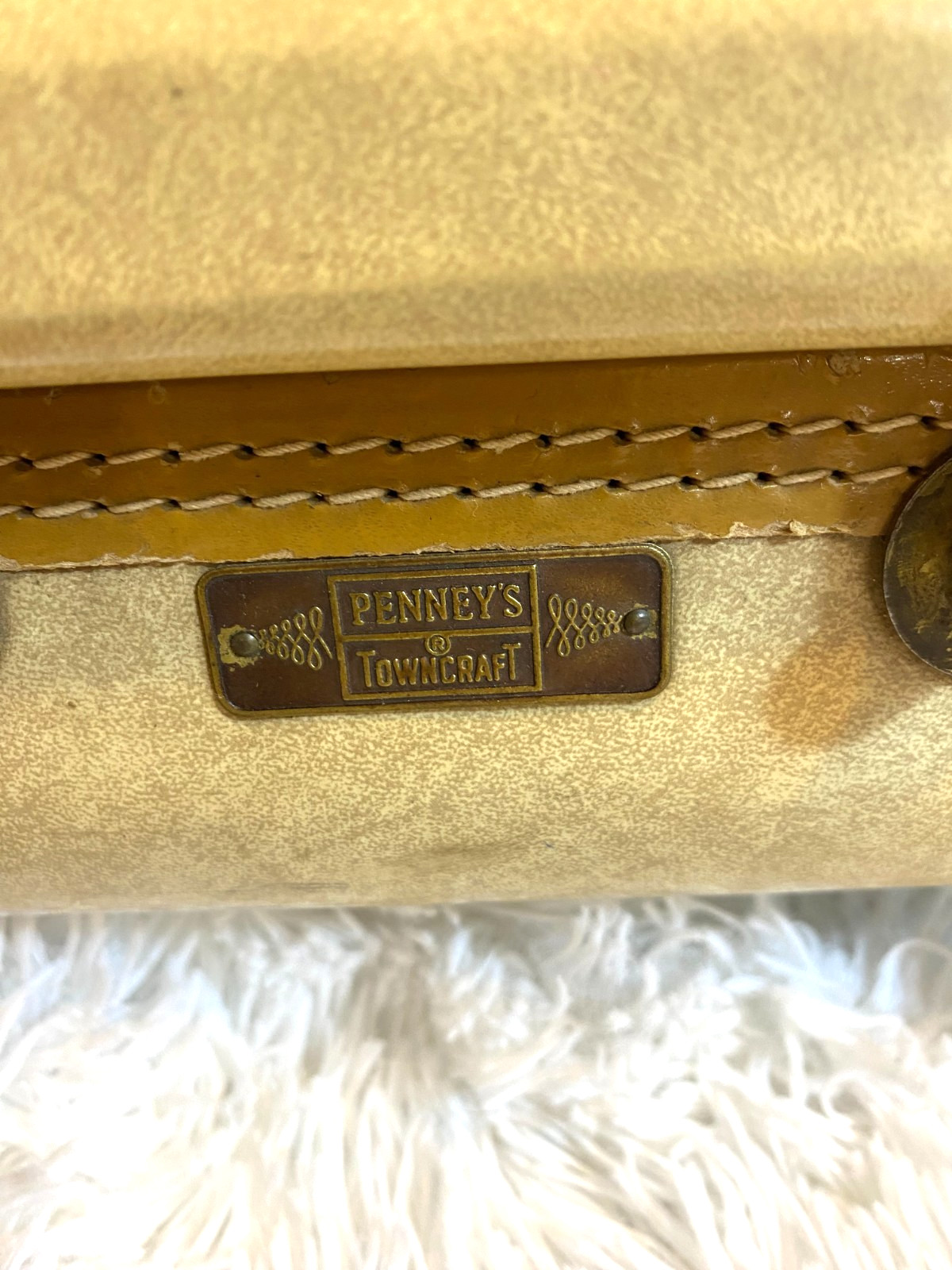 VINTAGE JC Penney Towncraft Tan Brown Hard Shell Suitcase 13″x18″ Travel Luggage