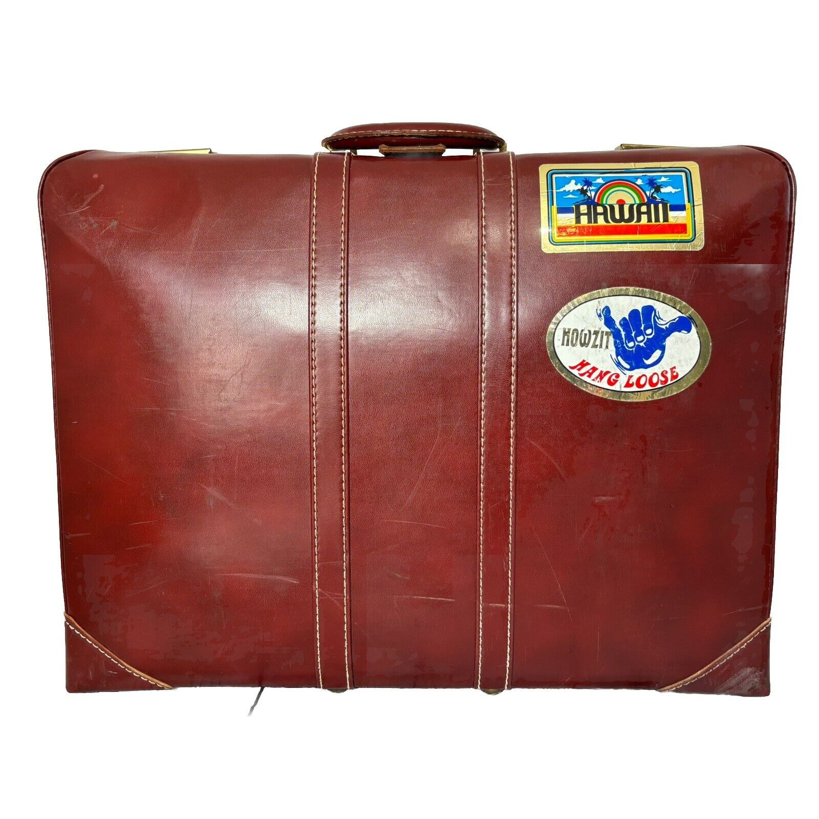 Olympic Luggage Corp Tolex Brown Vinyl Travel Suitcase With Original Box No Key