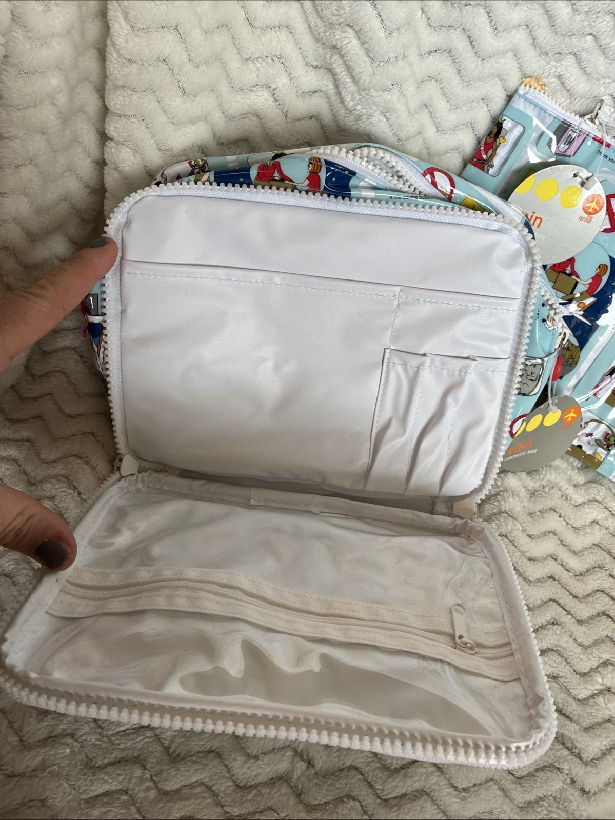TransVersion~Vain~Travel Pouch Set~Retro Airline Print~(Lot of 2)~Vintage~NWT
