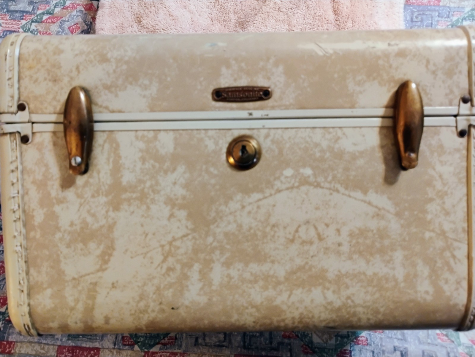 Samsonite Vintage Beige Hard Shell Vanity Case 1950s Extra Compartments