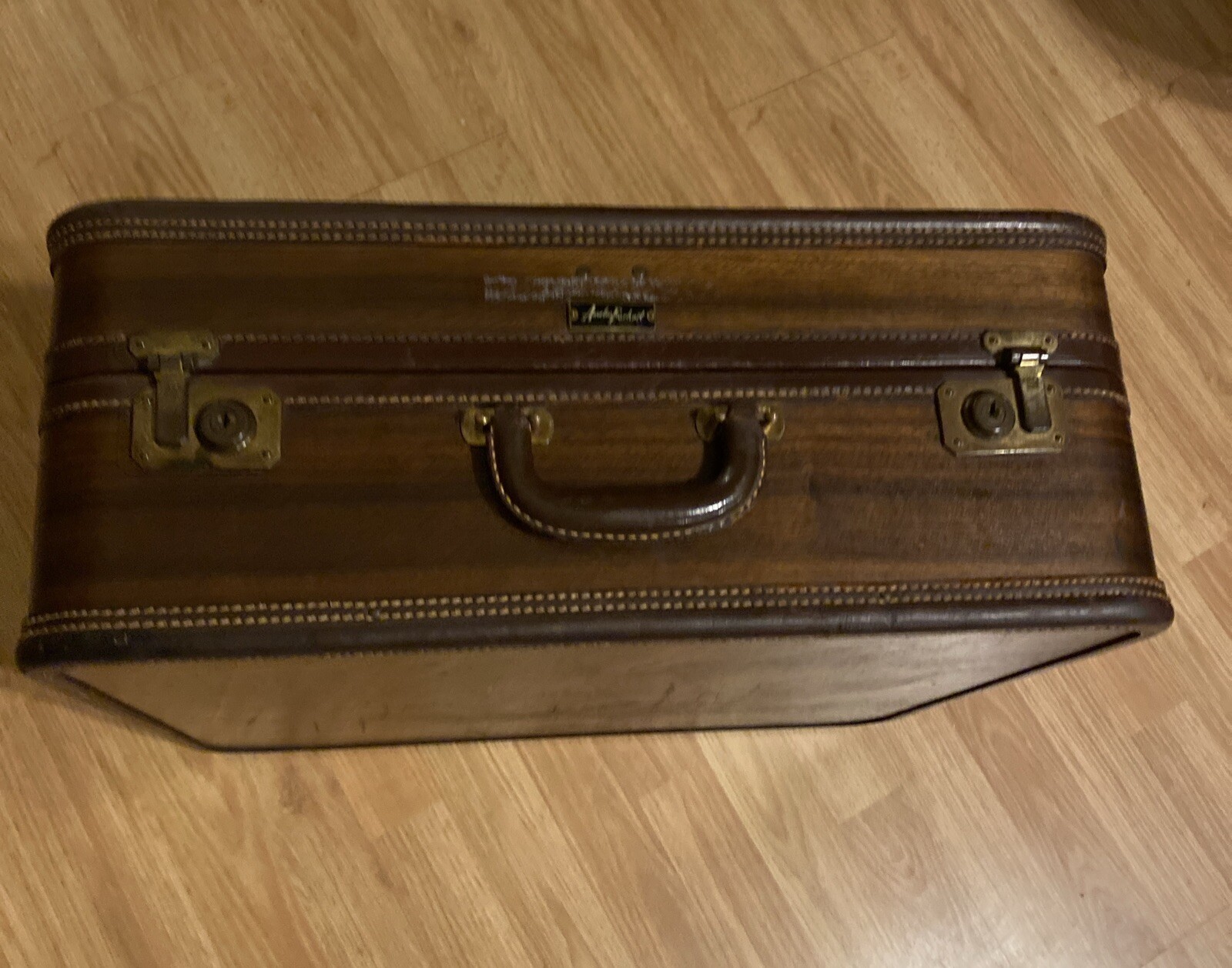 Vtg AMELIA EARHART Mahogany Veneer Wood SUITCASE 1930s Luggage RARE