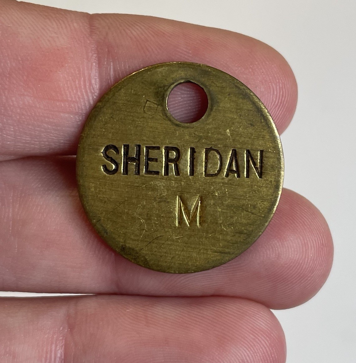 Antique – Vintage 20th C. Brass Sheridan Hotel Luggage Tool Tag Travel Souvenir