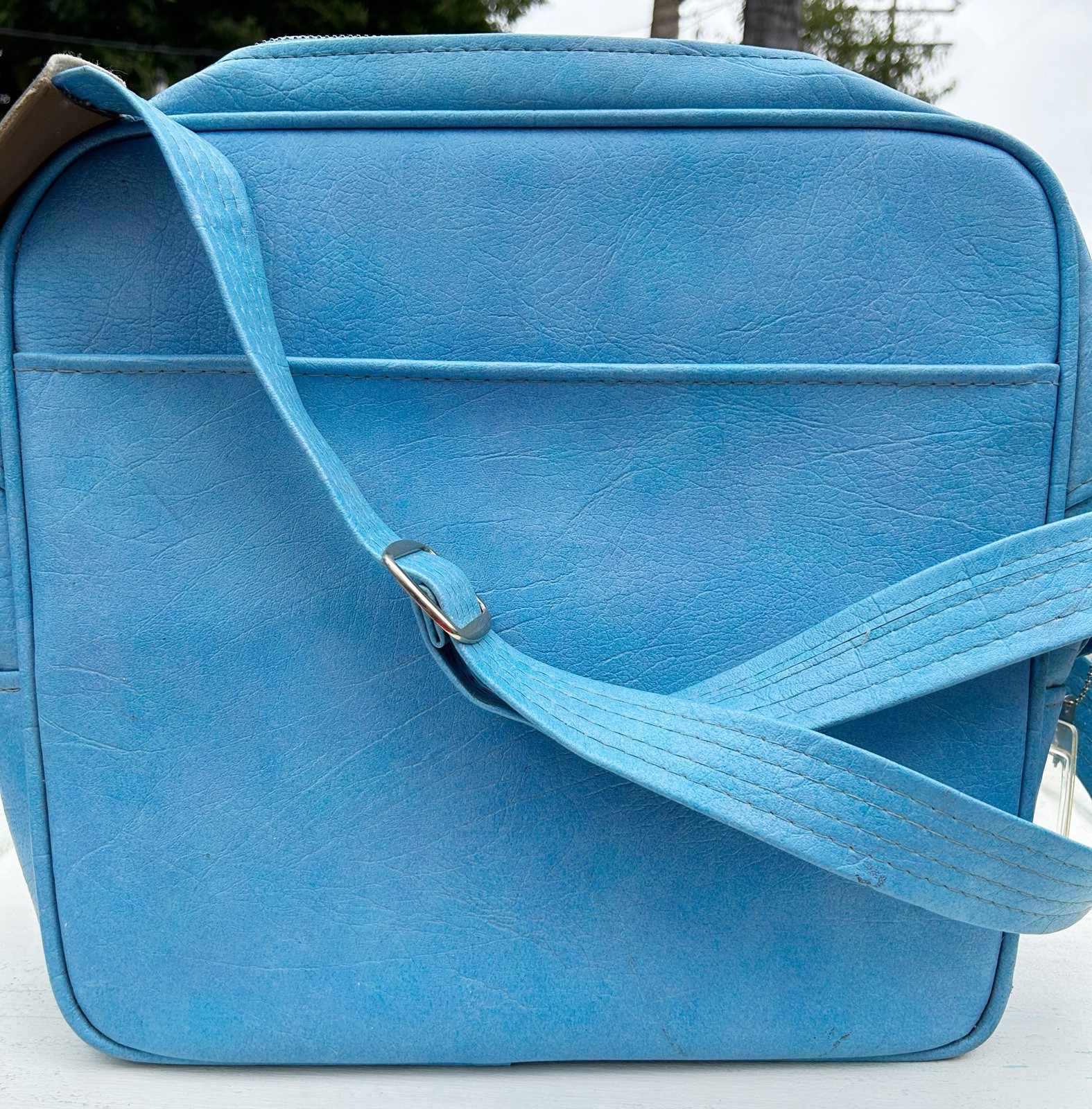 Vintage Samsonite LL Blue Carry On Travel Shoulder Bag Tote Lock Key
