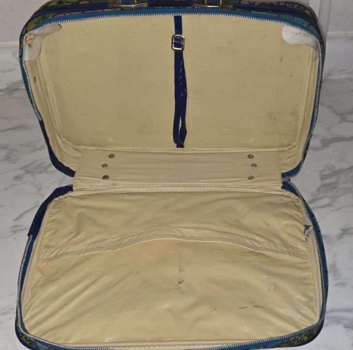 VTG Bantam Travelware Child Suitcase vibrant psychedelic floral 1960-70s Hippie