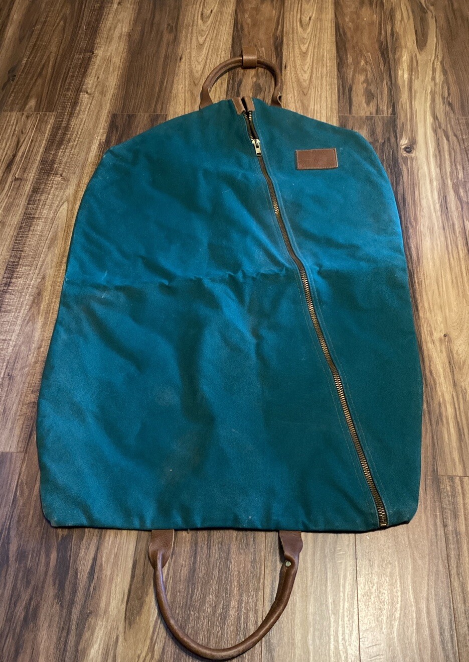 Vintage Dark Aqua Canvas Travel Garment Bag