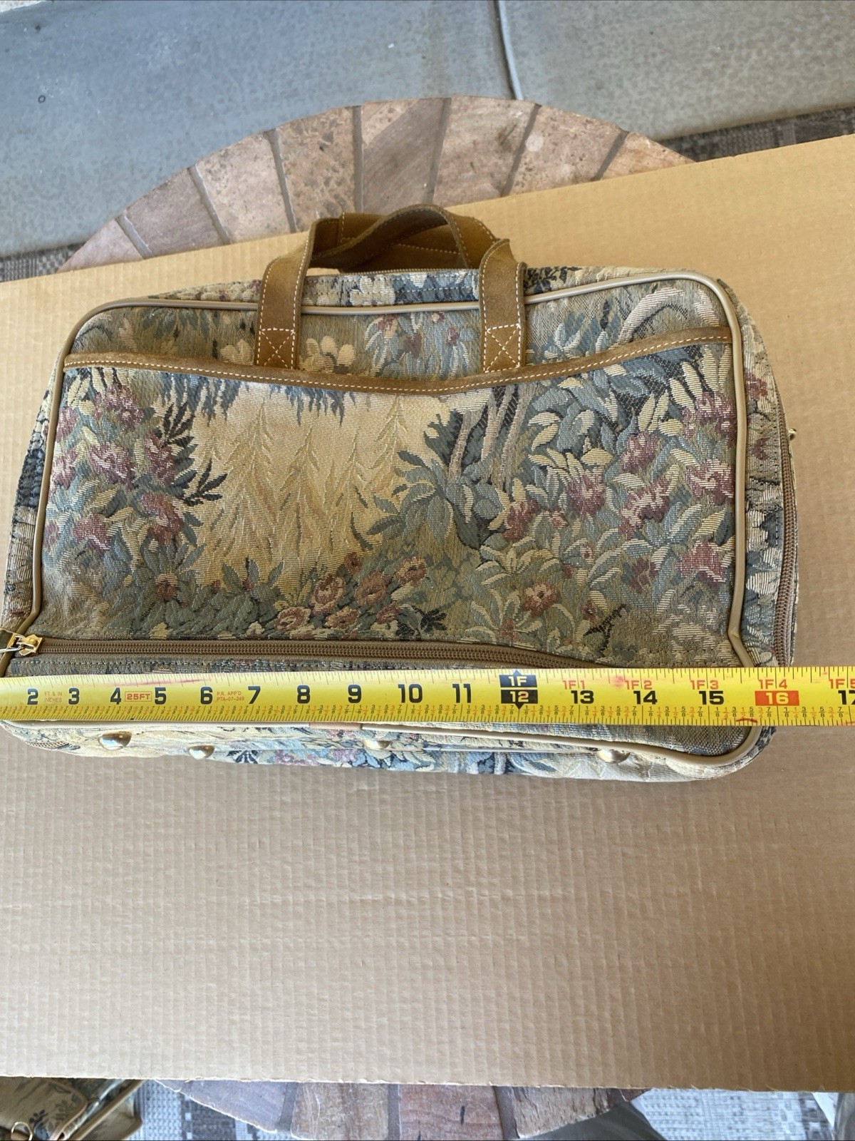Vintage French Luggage Company Paradise Suede Tapestry Carry On Bag Made in USA