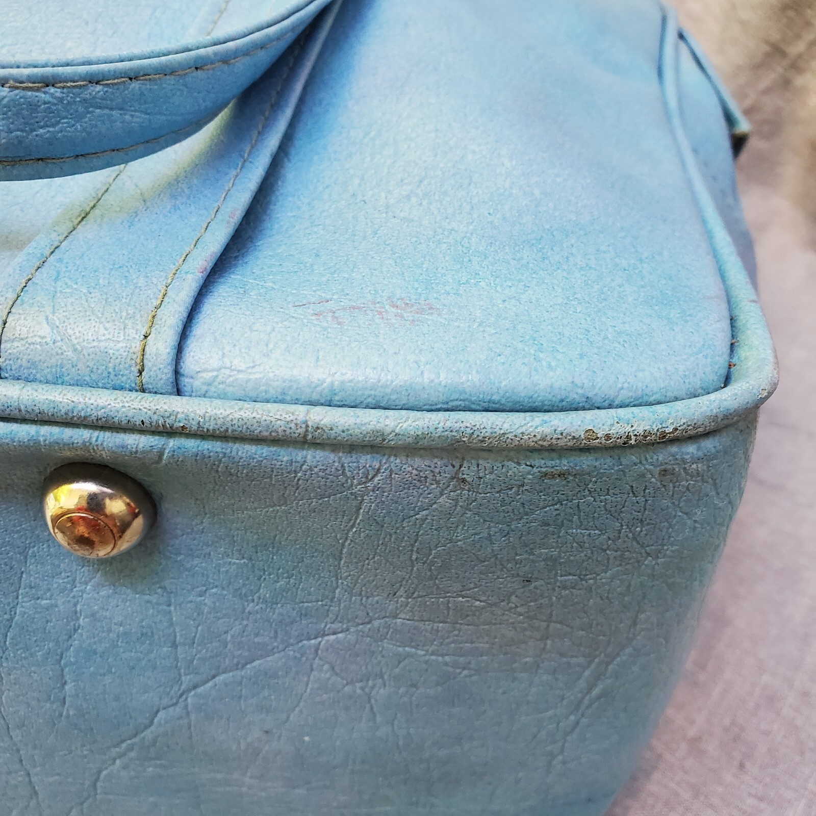 Vintage Samsonite Silhouette Luggage Bag Tote Carry On Overnight Blue Travel