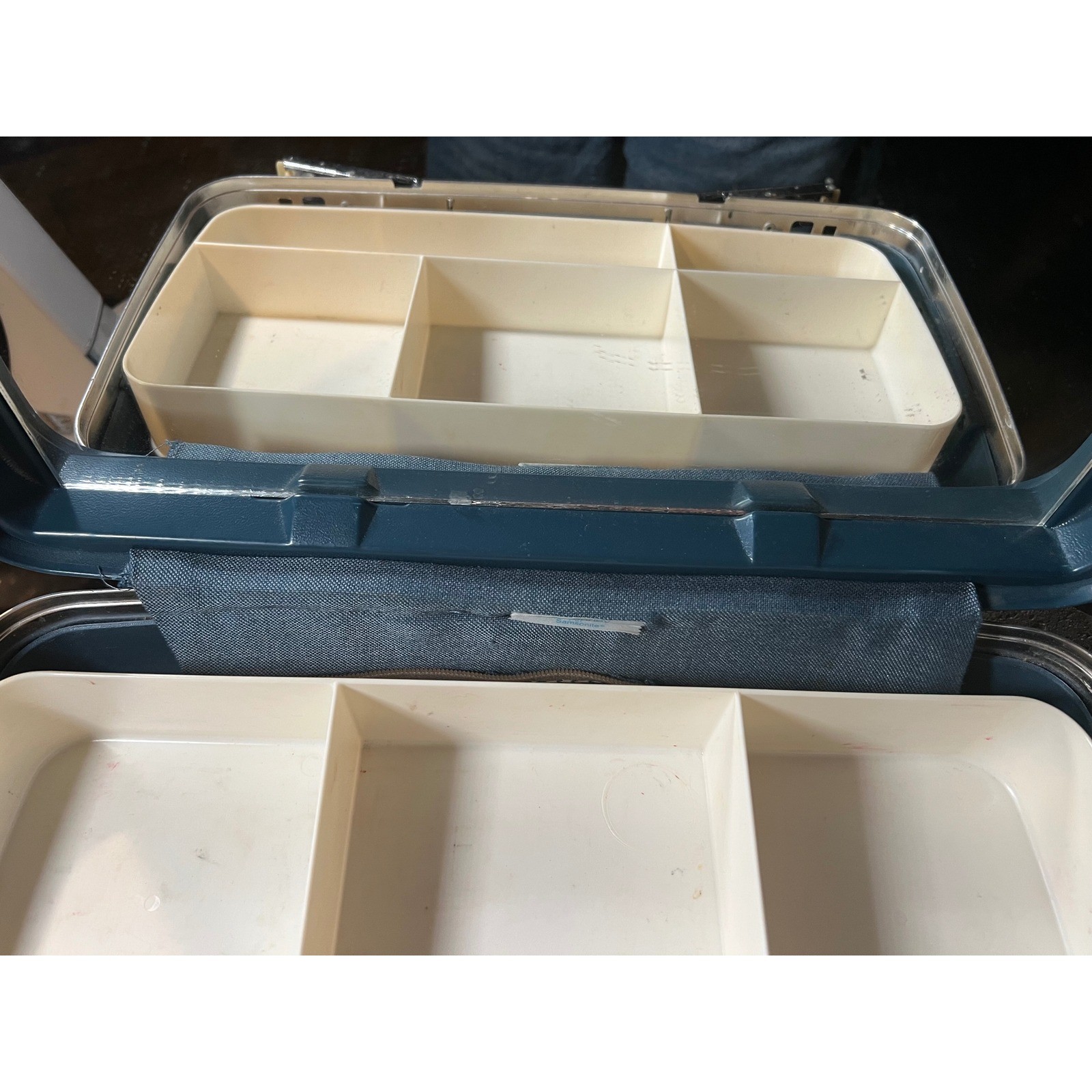 VTG Aspen by Samsonite JCPenney Train Case Teal Blue Hardshell Vanity Bag Key