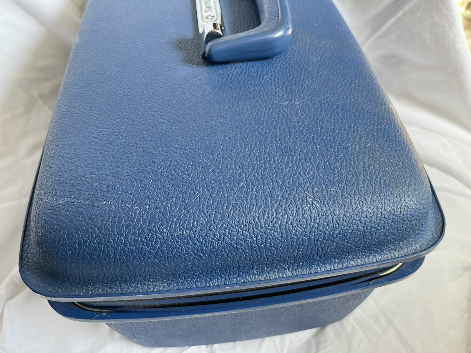 Vintage Samsonite Concord Train Case Blue Make Up Case w/ Mirror + Inner Tray