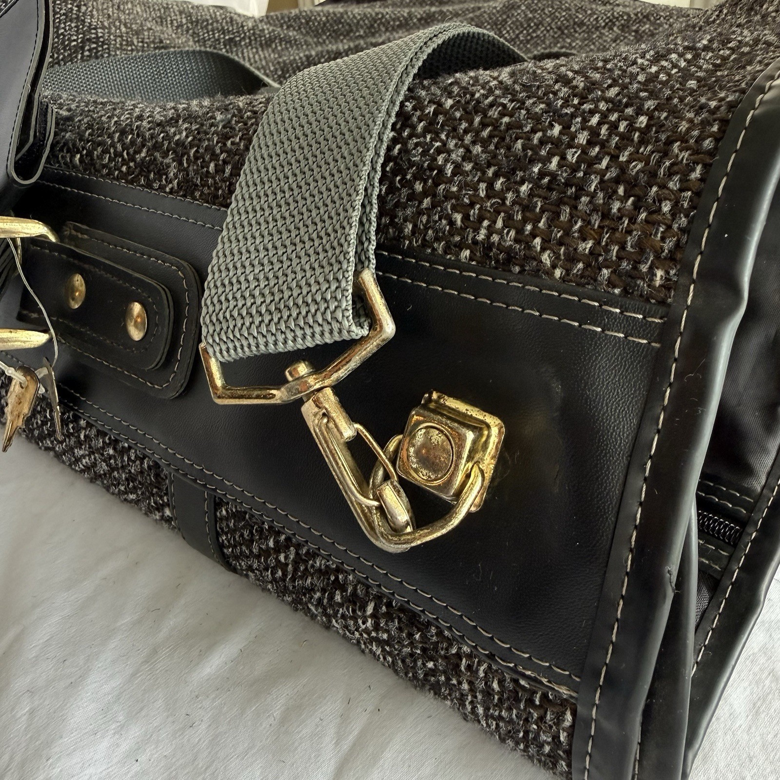 Vintage Oscar de la Renta Tweed Garment Bag H. Rosenfeld Designer Travel Bag