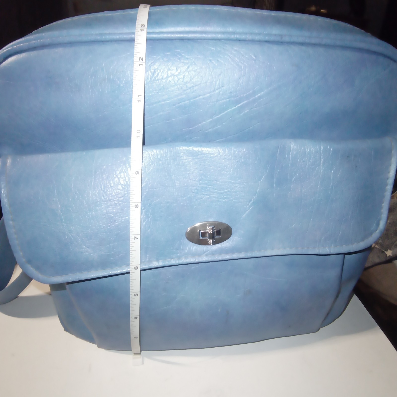 Vintage 1970s Samsonite Over Night Bag Silhouette Blue Faux Leather Carry On