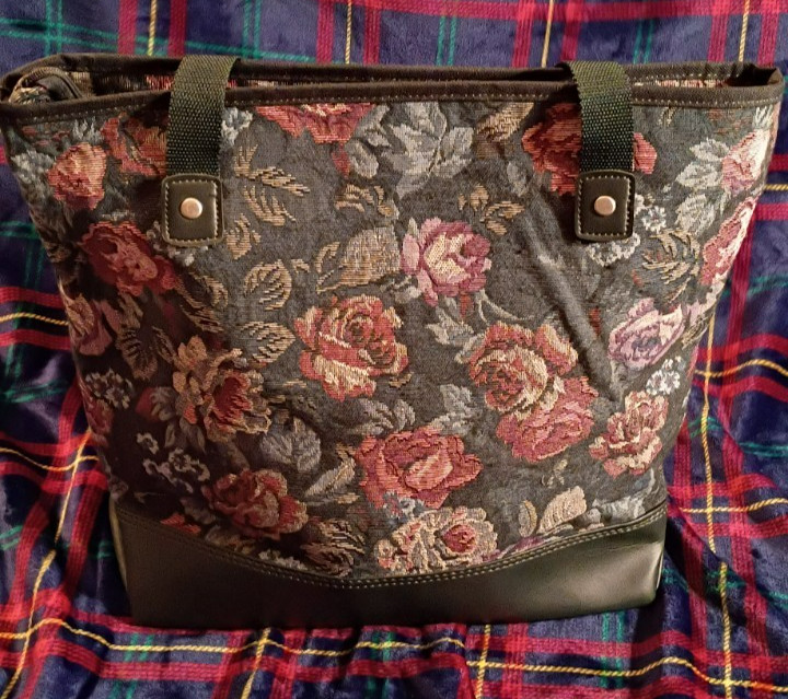 Vintage Tapestry American Tourister Luggage Tote Carry On Bag Floral Purse 17×13