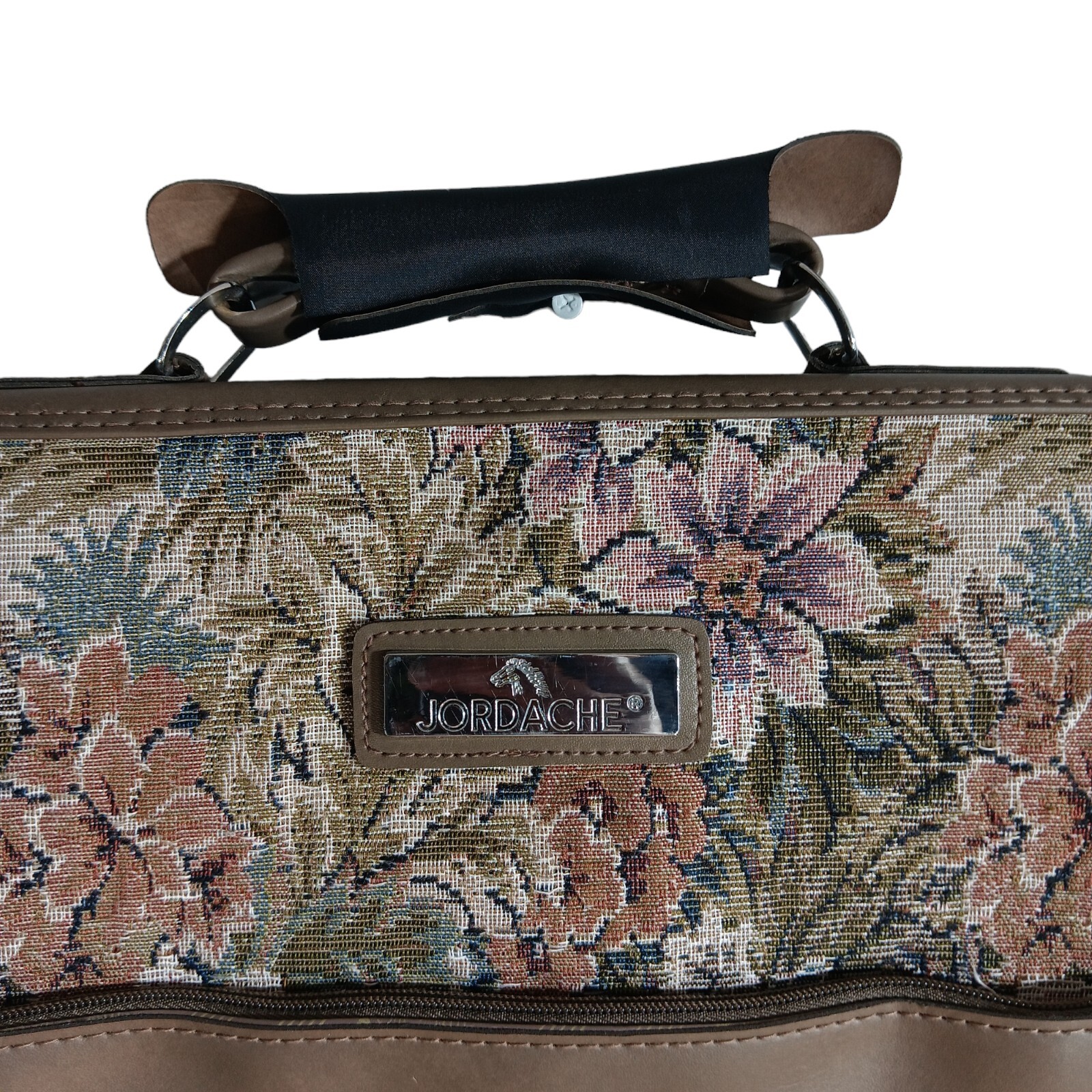 Vintage Jordache Tapestry Travel Set Floral Print Weekender Suitcase Garmet Bag