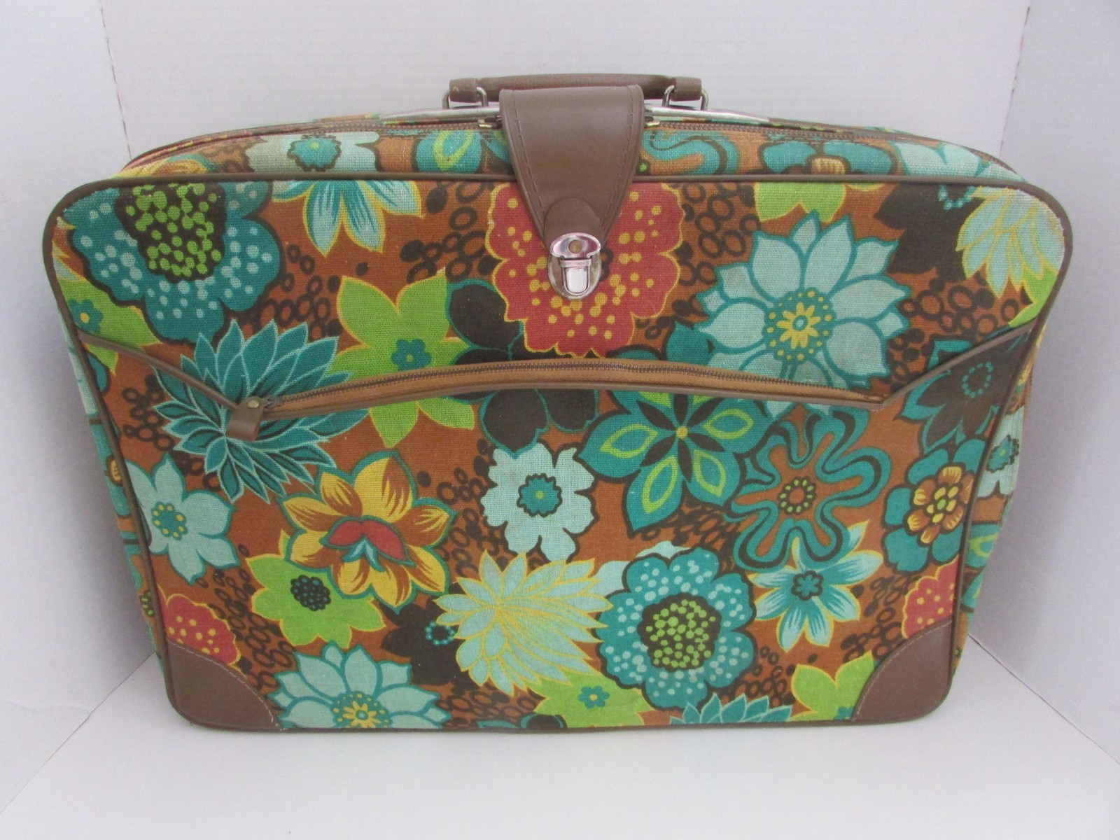 Vintage 60s 70s Floral Suitcase Retro Mod Travel Luggage Flower Power Japan