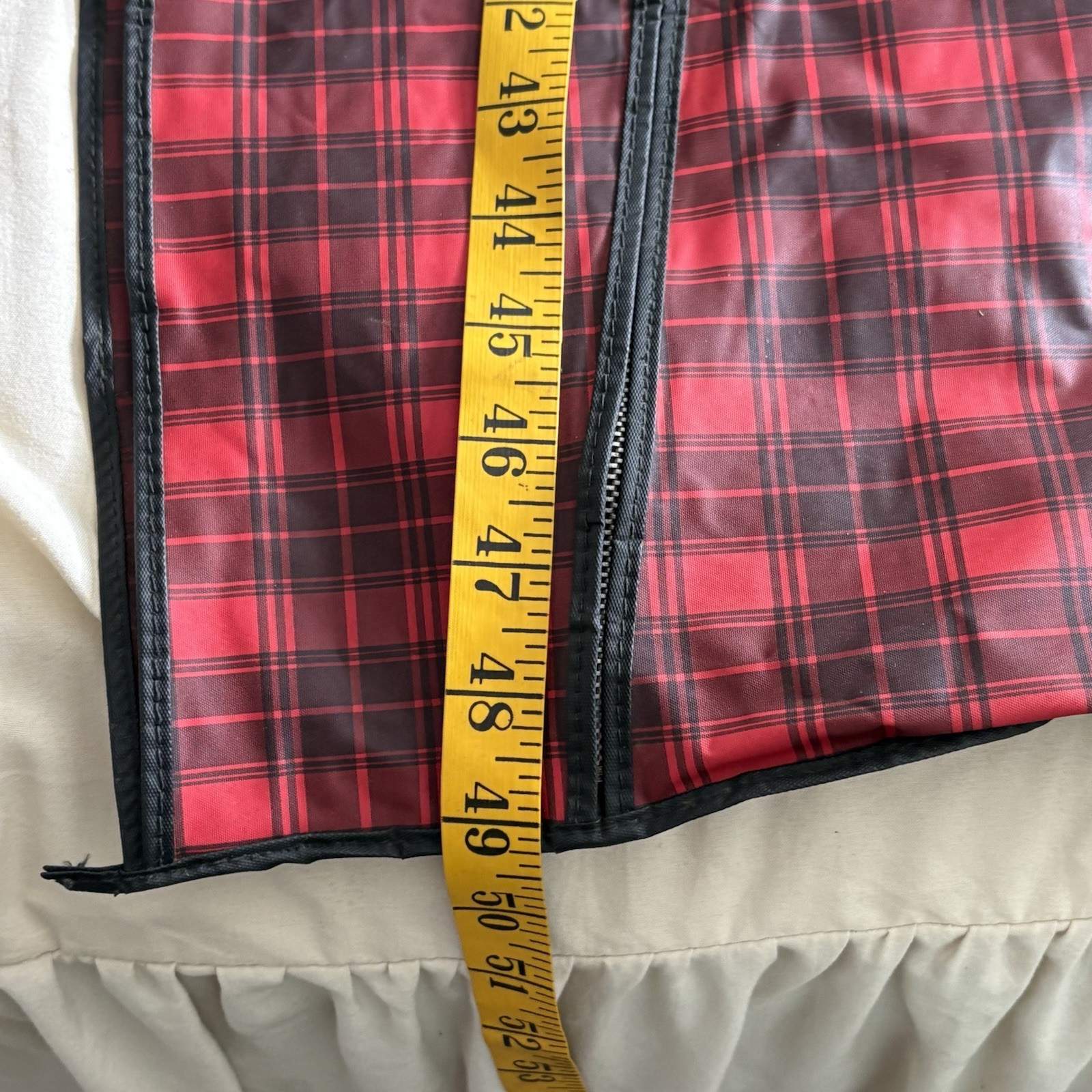 Vtg Garment Bag Plaid Tartan MINT Vinyl Coat Dress Suit Carrier MCM 60’s Vibe