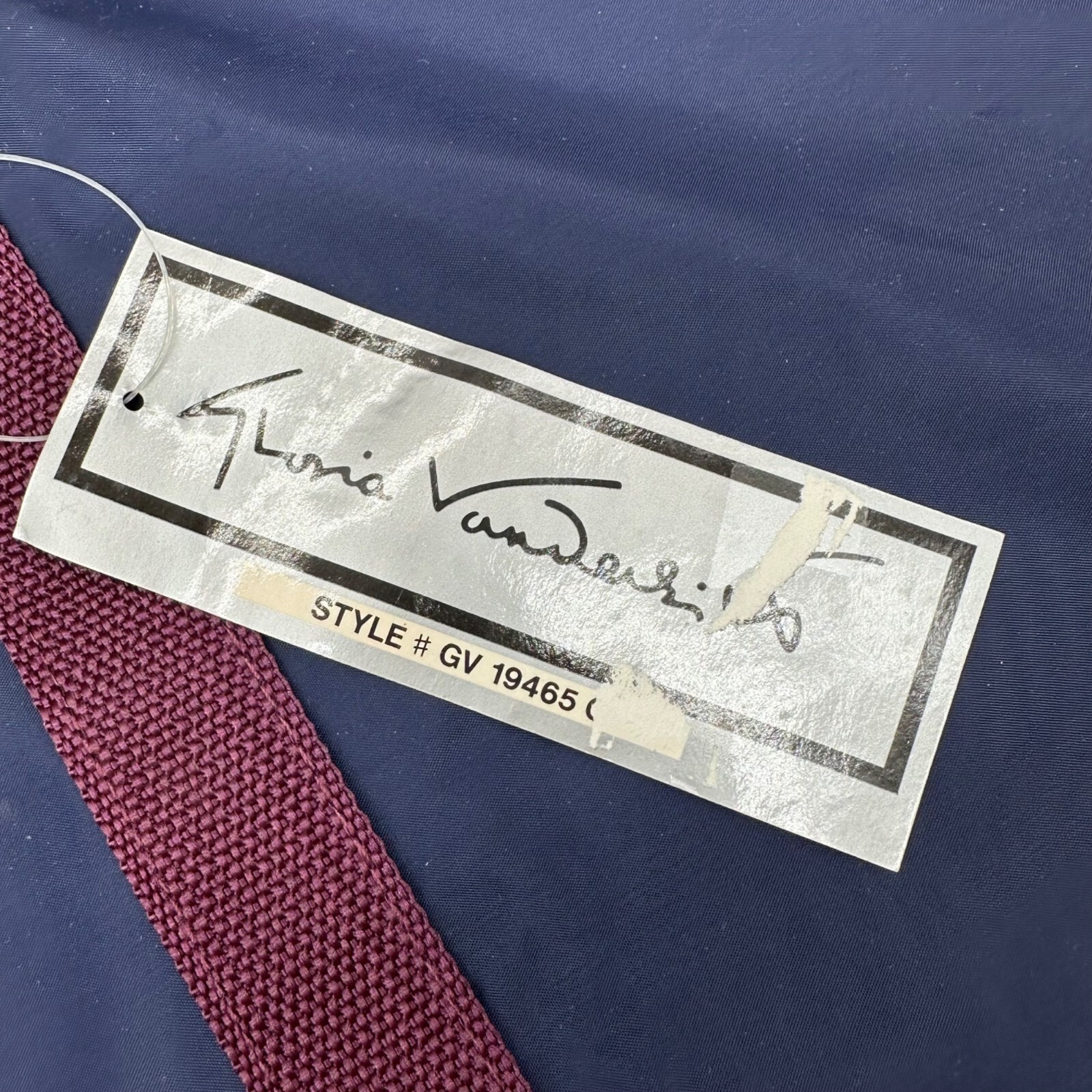 Vintage Travel Duffle Bag Luggage Gloria Vanderbilt Navy Burgundy 1980s Nylon