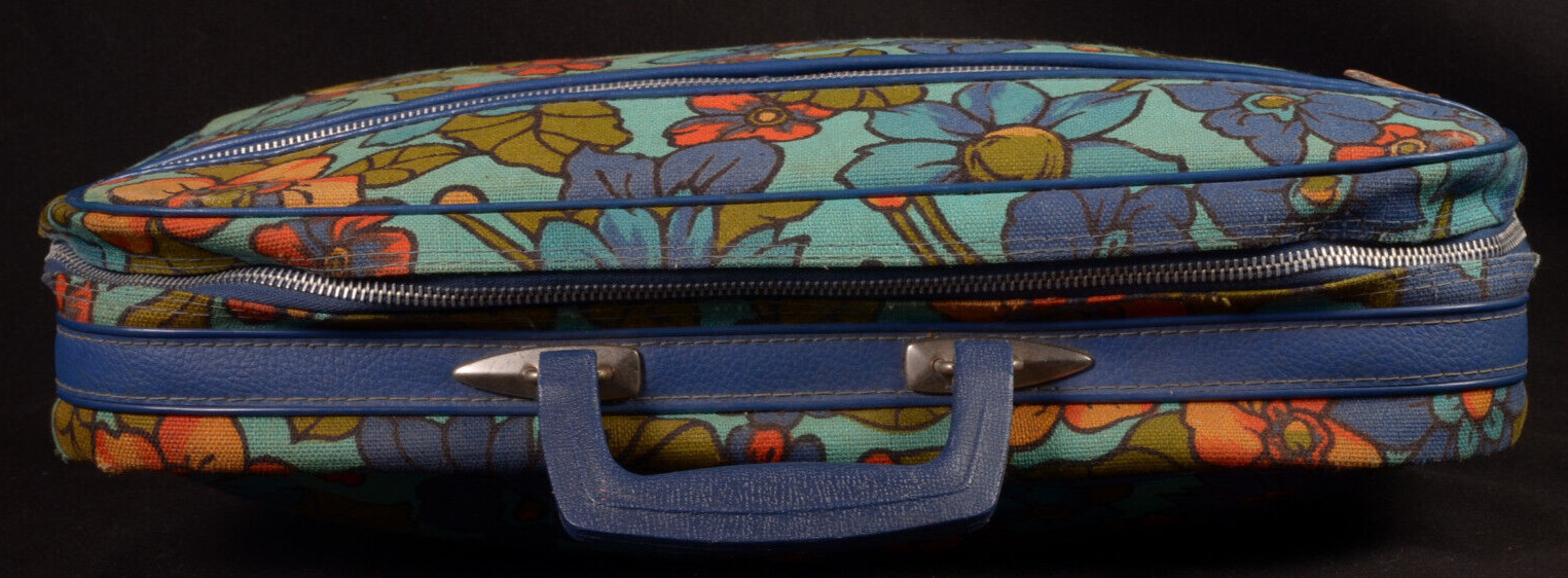 Blue Bantam Canvas Suitcase Zip Boho Flower Power Travel Peter’s Bag Luggage Art