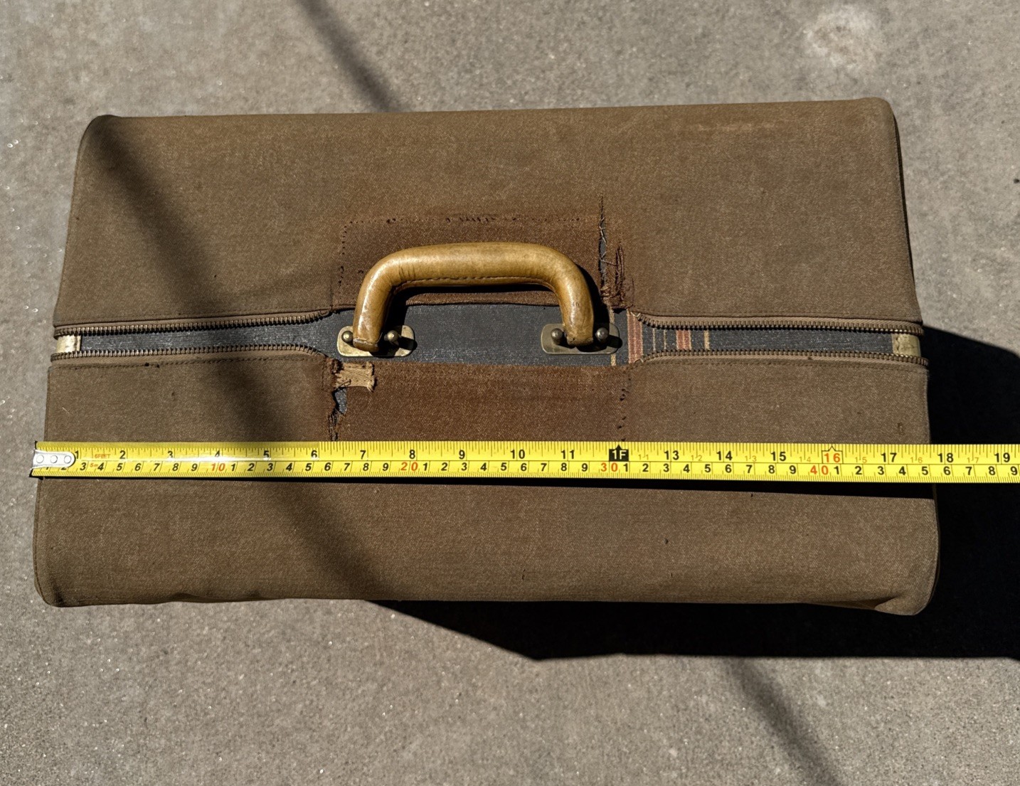 Vintage Hartmann Striped Luggage w/ Cover 1940s ? Suitcase See Pics 11”x18”x18”