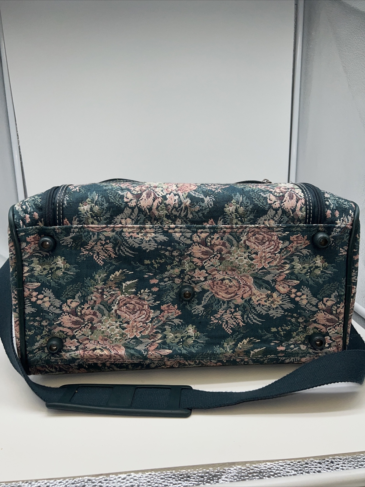 Vintage Floral Roses Skyway Retro Travel Carryon Luggage Bag Handles Canvas