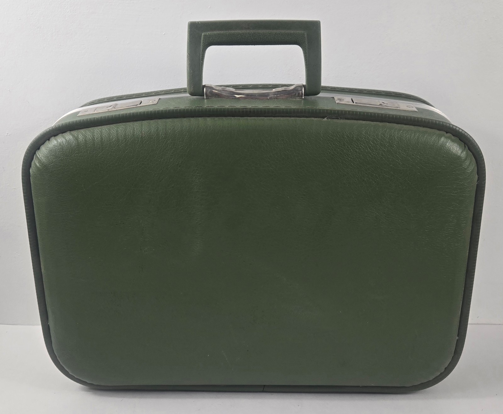 Vtg Green Hard Shell Suitcase Travel Bag 17″x12″x6″