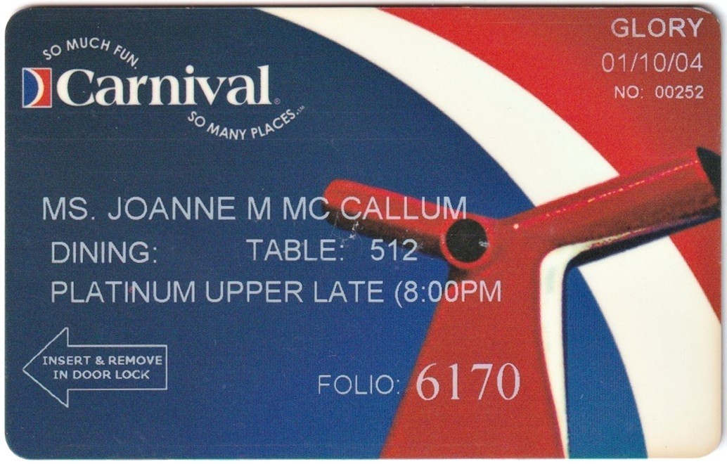 Collectible Carnival Cruise Line Room Keys – choose ship (A to J) *Free Shipping