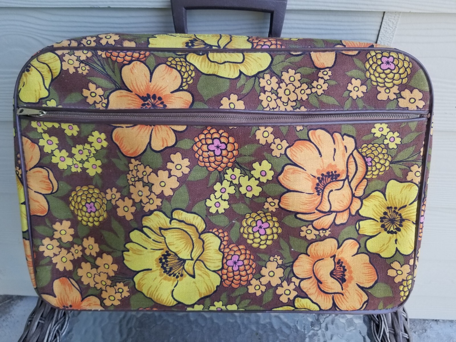 Vintage! 1960’s Made in Japan FLORAL Unbranded Overnight Carry-on Hand Luggage
