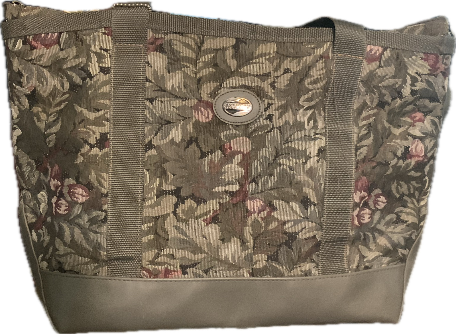 American Tourister Tote VTG Floral Tapestry Satchel, Top Zip, Carry On, Avon