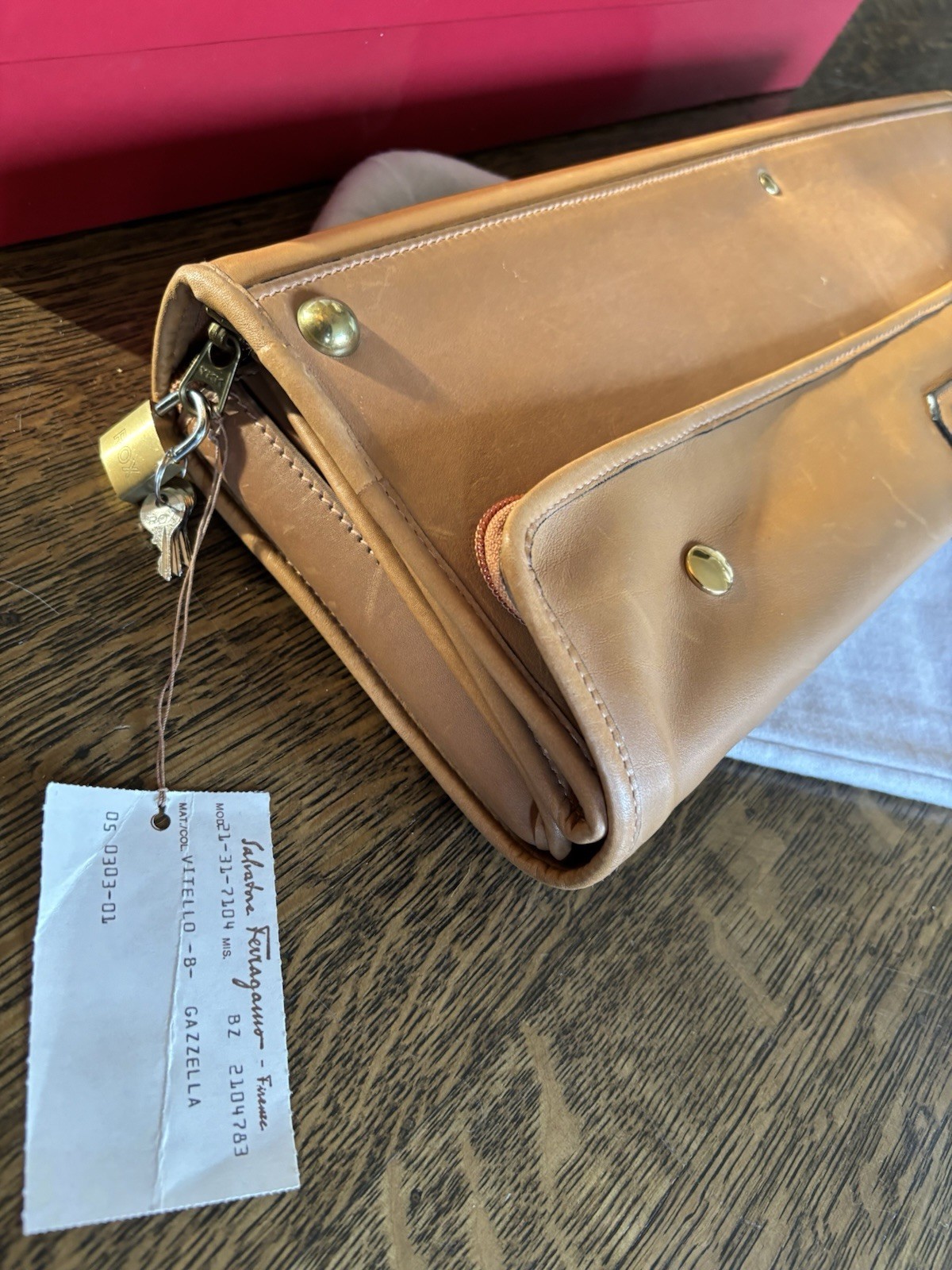 Salvatore Ferragamo All Leather Folding Suitcase or Storage Box NOS Unused