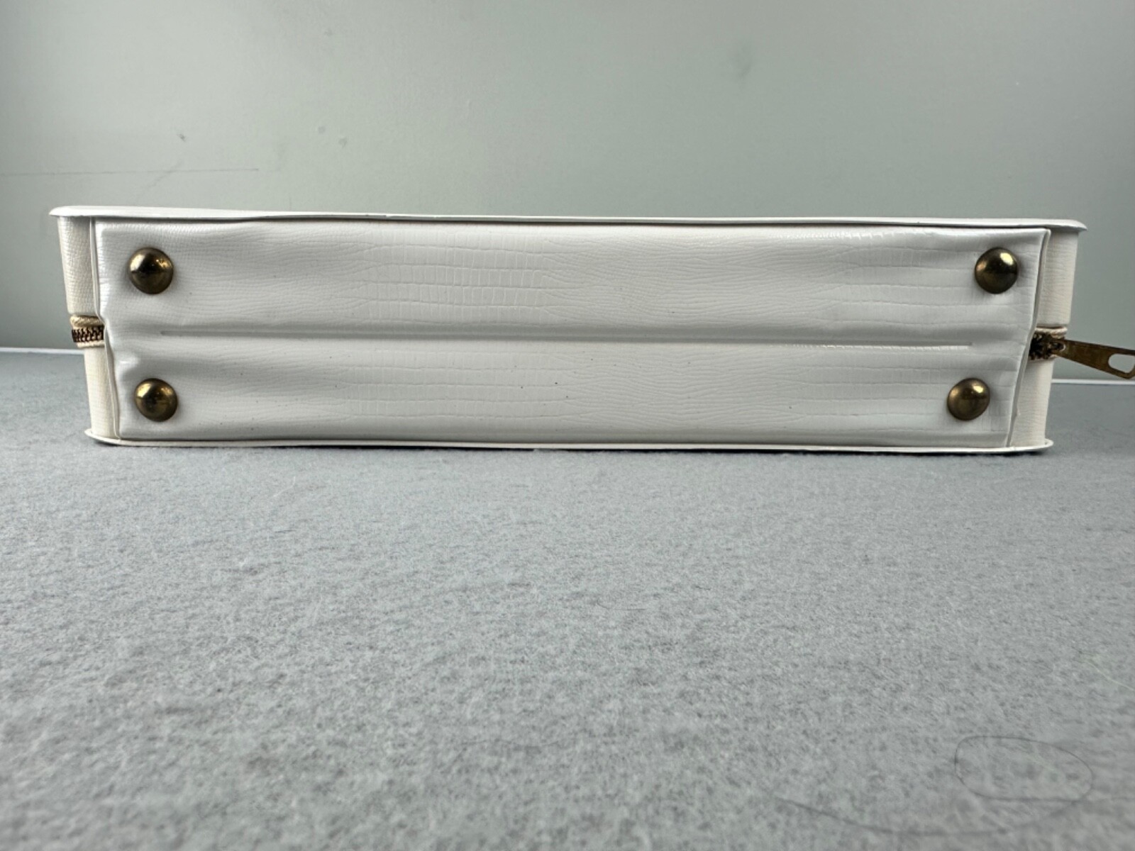 Vintage Strawbridge & Clothier White Full Zip 13.5″ Case w/Animal Skin Print