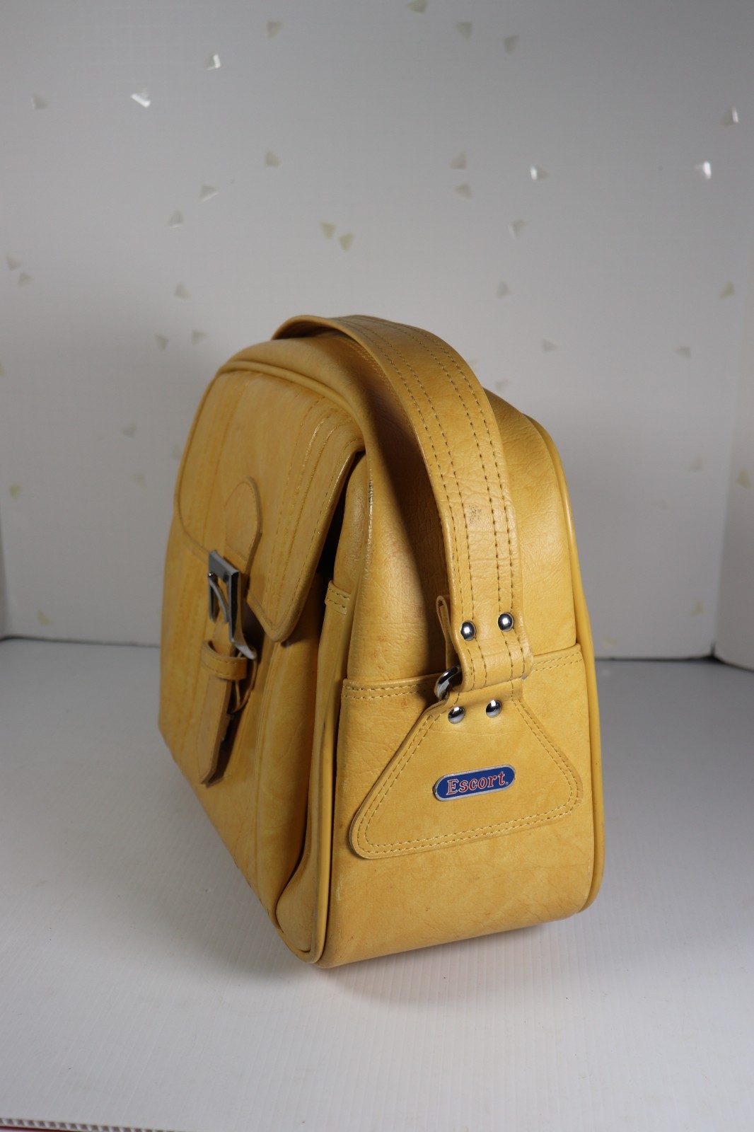 VTG Escort American Tourister Yellow Shoulder Bag Vinyl Crossbody Travel (a3)
