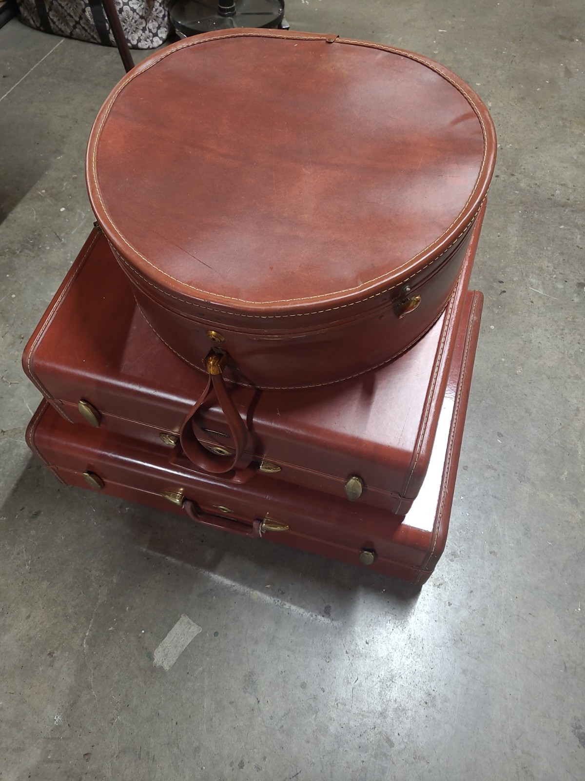 Rare Vintage 50s Samsonite Shwayder Bros Brown Hard Shell Suitcases 4 Piece Set