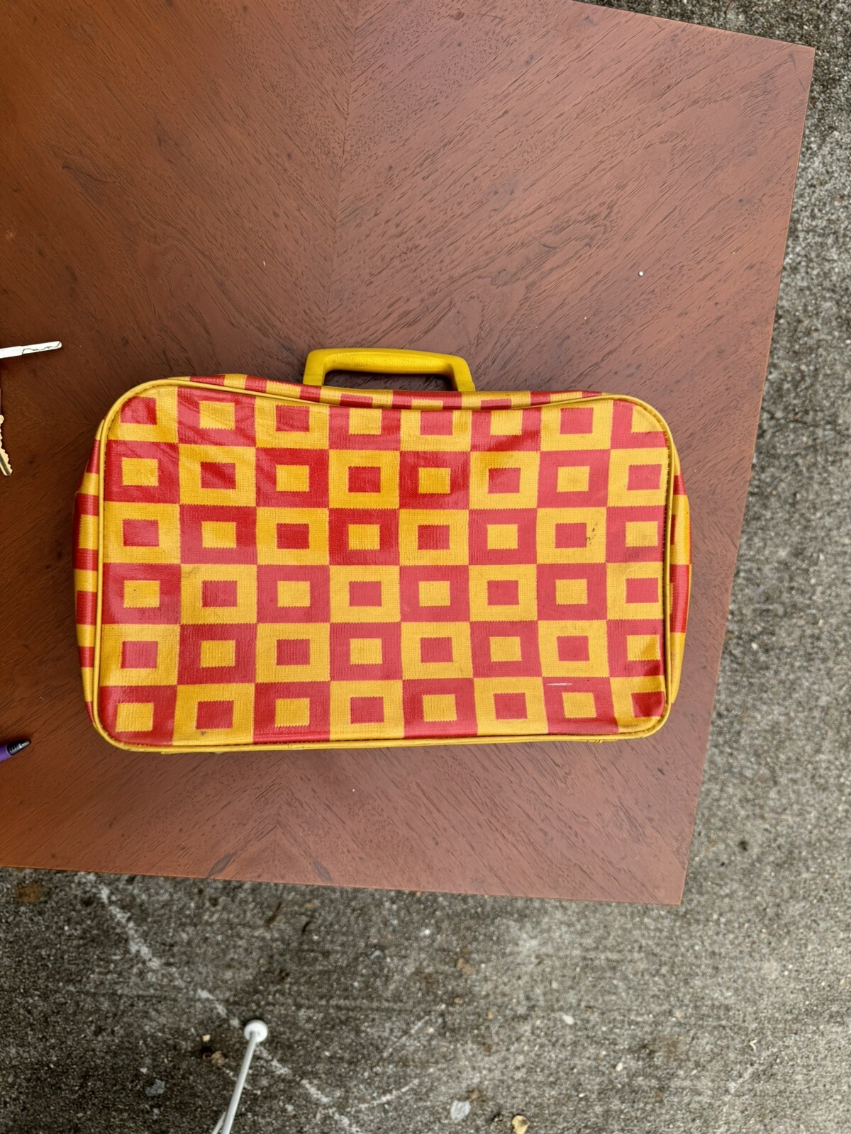 Vintage Retro Small Suitcase Carrying Case Trunk Mid Century Youth Park Japan