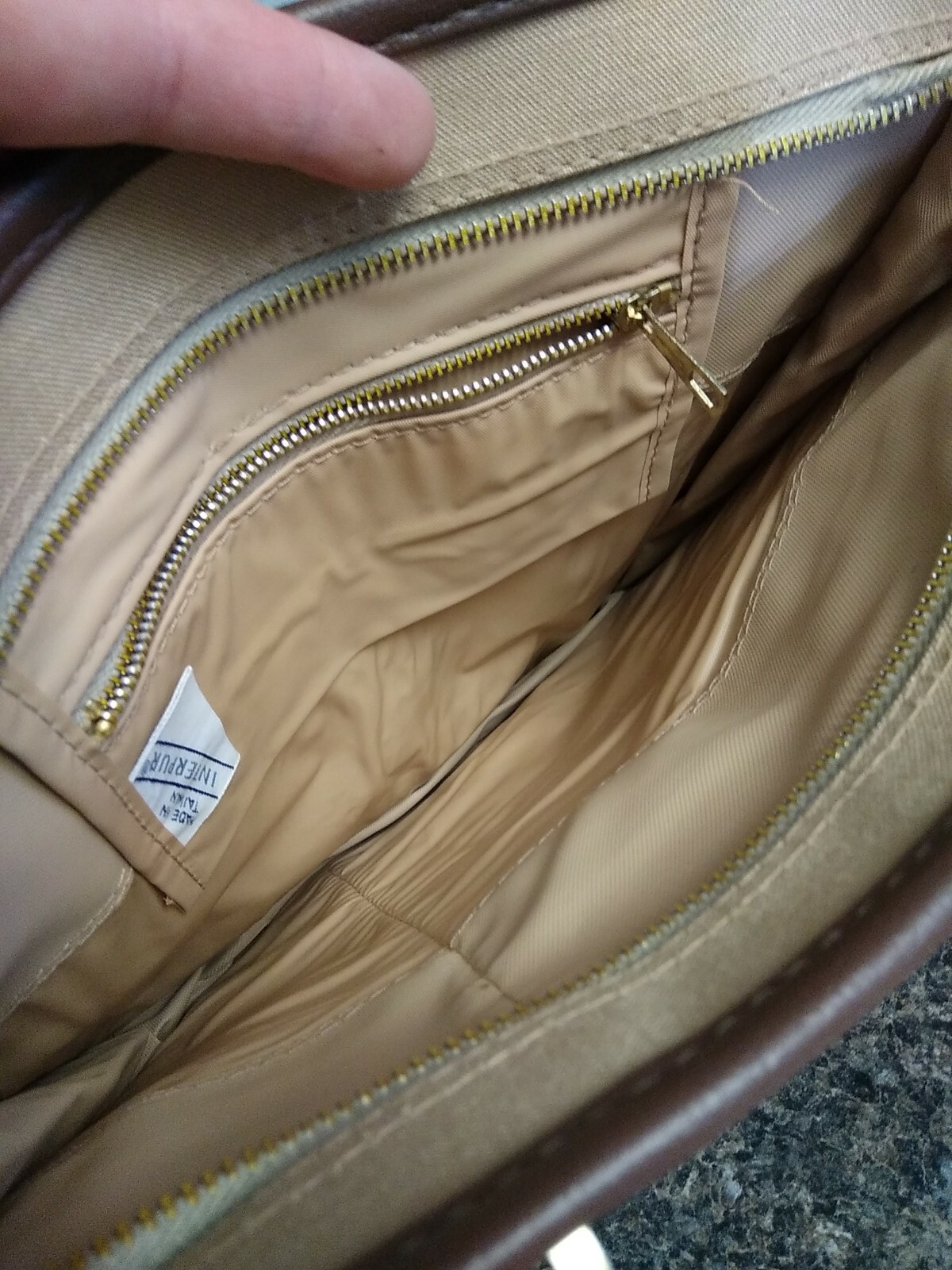 VTG Interpur Brown Canvas Travel Shoulder Bag Tote Carry On Bag -11.5x11x2.5